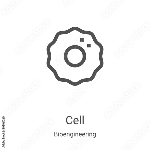 cell icon vector from bioengineering collection. Thin line cell outline icon vector illustration. Linear symbol for use on web and mobile apps, logo, print media