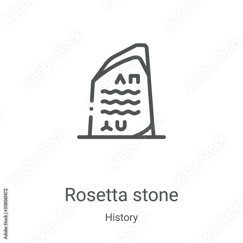 rosetta stone icon vector from history collection. Thin line rosetta stone outline icon vector illustration. Linear symbol for use on web and mobile apps, logo, print media