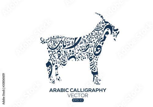 Creative Arabic calligraphy Letters   Goat shape    Vector illustration design