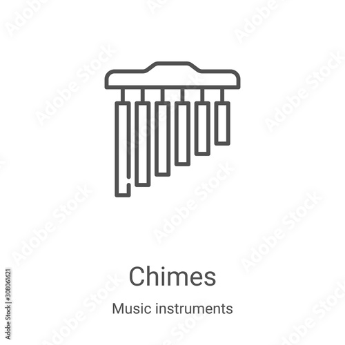 chimes icon vector from music instruments collection. Thin line chimes outline icon vector illustration. Linear symbol for use on web and mobile apps, logo, print media
