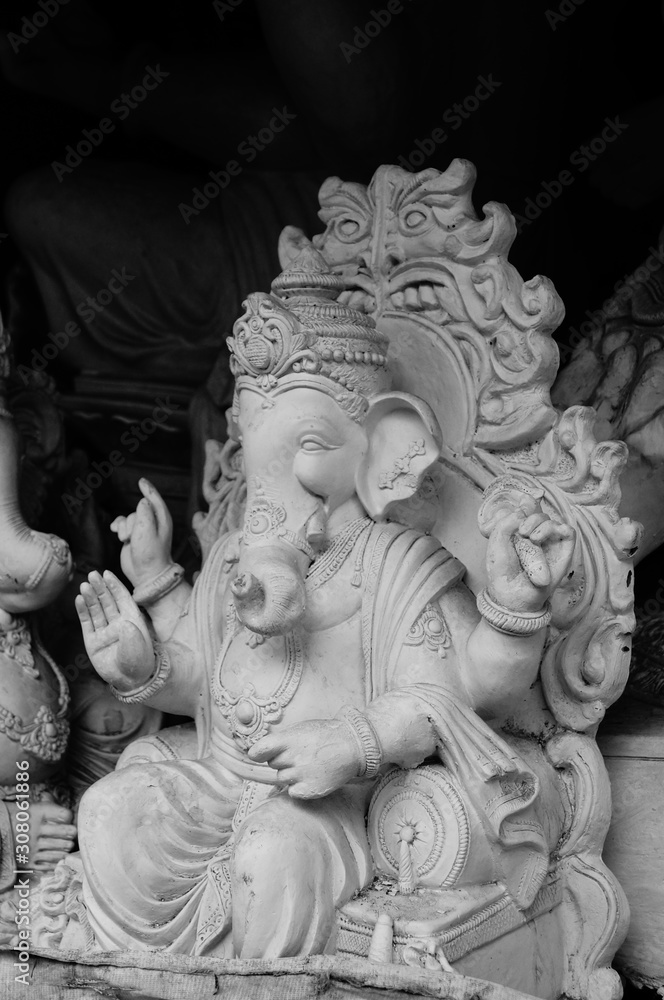 Statue of Lord Ganesha Made from plaster of Paris without color Statue of Lord Ganesha Made from plaster of Paris without color