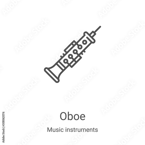 oboe icon vector from music instruments collection. Thin line oboe outline icon vector illustration. Linear symbol for use on web and mobile apps, logo, print media