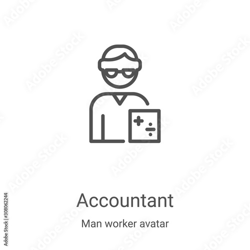 accountant icon vector from man worker avatar collection. Thin line accountant outline icon vector illustration. Linear symbol for use on web and mobile apps, logo, print media