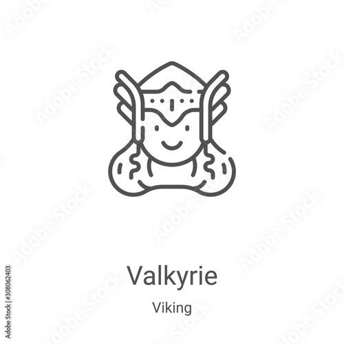 valkyrie icon vector from viking collection. Thin line valkyrie outline icon vector illustration. Linear symbol for use on web and mobile apps, logo, print media