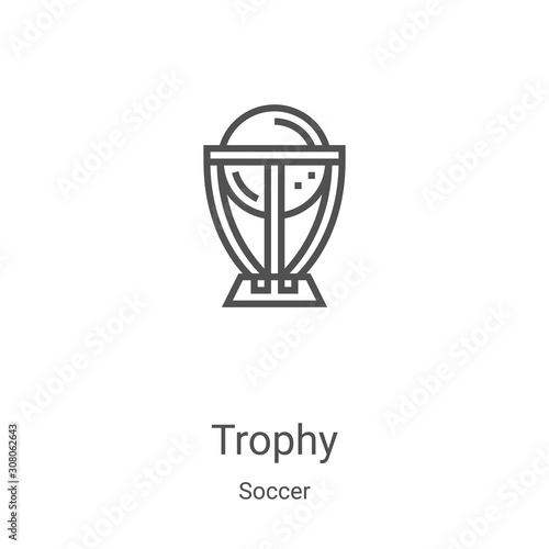 trophy icon vector from soccer collection. Thin line trophy outline icon vector illustration. Linear symbol for use on web and mobile apps, logo, print media