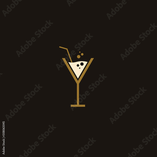 vintage glass Cocktail logo design vector. alcohol drink icon vector design template