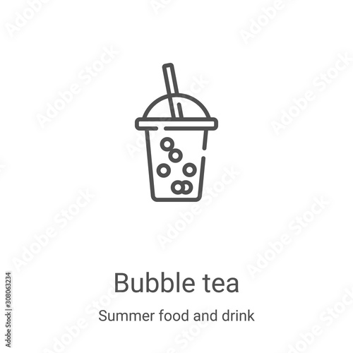 bubble tea icon vector from summer food and drink collection. Thin line bubble tea outline icon vector illustration. Linear symbol for use on web and mobile apps, logo, print media