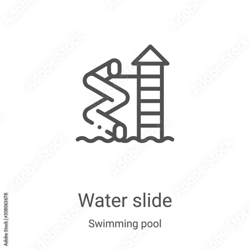 water slide icon vector from swimming pool collection. Thin line water slide outline icon vector illustration. Linear symbol for use on web and mobile apps, logo, print media