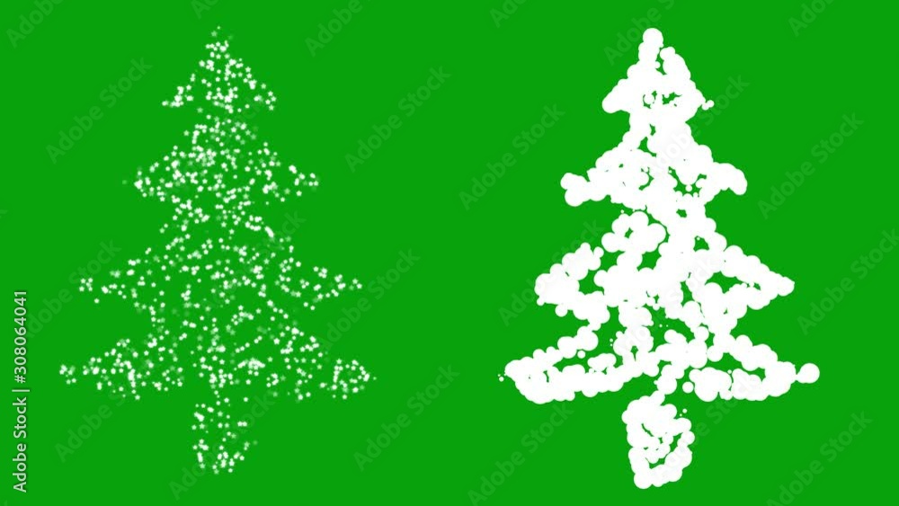 Magic stars and magic spots in the shape of christmas tree with green screen background Magic stars and magic spots in the shape of christmas tree with green screen background