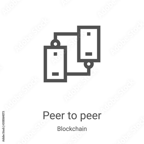 peer to peer icon vector from blockchain collection. Thin line peer to peer outline icon vector illustration. Linear symbol for use on web and mobile apps, logo, print media