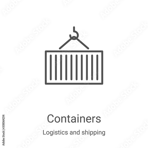 containers icon vector from logistics and shipping collection. Thin line containers outline icon vector illustration. Linear symbol for use on web and mobile apps, logo, print media