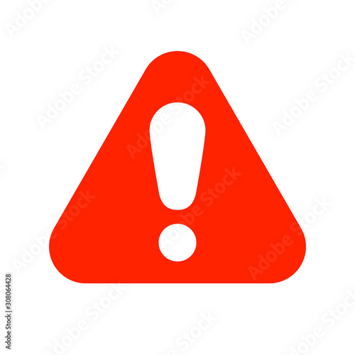 Red triangle with exlamation sign. Isolated vector illustration. Caution, stop background.