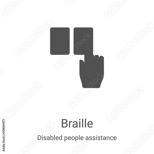 braille icon vector from disabled people assistance collection. Thin line braille outline icon vector illustration. Linear symbol for use on web and mobile apps, logo, print media