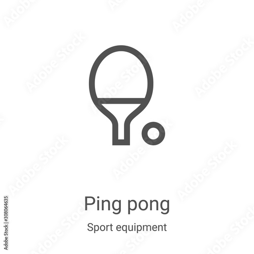ping pong icon vector from sport equipment collection. Thin line ping pong outline icon vector illustration. Linear symbol for use on web and mobile apps, logo, print media