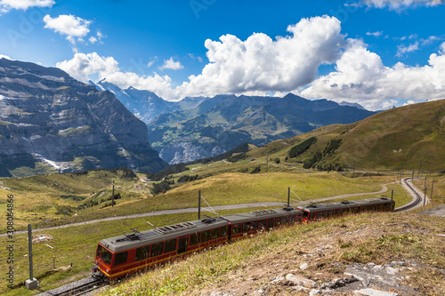 Cogwheel train running to the Jungfraujoch in Switzerland