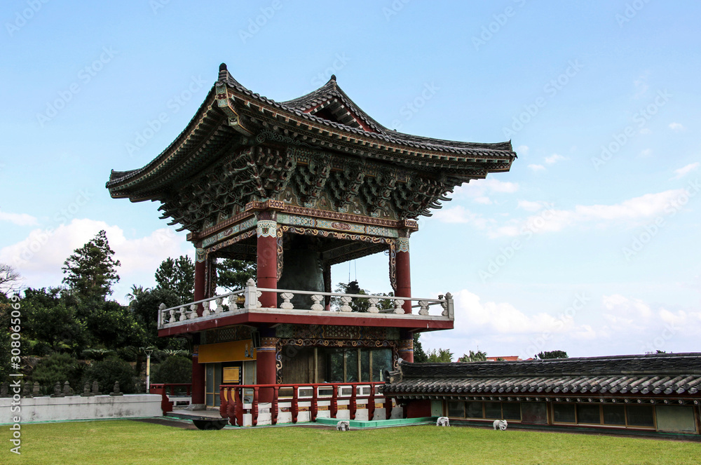 Beautiful architecture at Yakcheonsa Temple in Jeju Island, South Korea