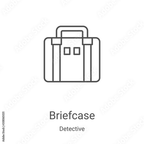 briefcase icon vector from detective collection. Thin line briefcase outline icon vector illustration. Linear symbol for use on web and mobile apps, logo, print media