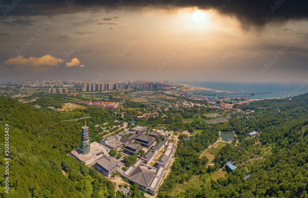 Panorama of Guantouling National Forest Park in Guangbei Hai City, China