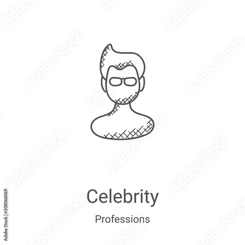celebrity icon vector from professions collection. Thin line celebrity outline icon vector illustration. Linear symbol for use on web and mobile apps, logo, print media