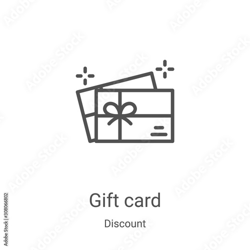 gift card icon vector from discount collection. Thin line gift card outline icon vector illustration. Linear symbol for use on web and mobile apps, logo, print media photo