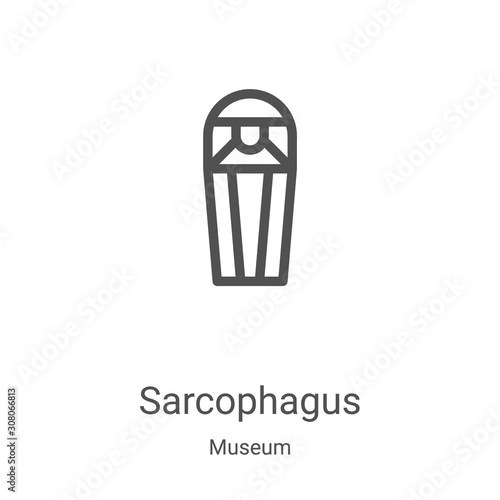 sarcophagus icon vector from museum collection. Thin line sarcophagus outline icon vector illustration. Linear symbol for use on web and mobile apps, logo, print media