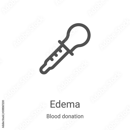 edema icon vector from blood donation collection. Thin line edema outline icon vector illustration. Linear symbol for use on web and mobile apps, logo, print media