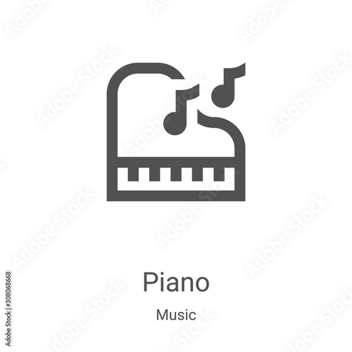 piano icon vector from music collection. Thin line piano outline icon vector illustration. Linear symbol for use on web and mobile apps, logo, print media