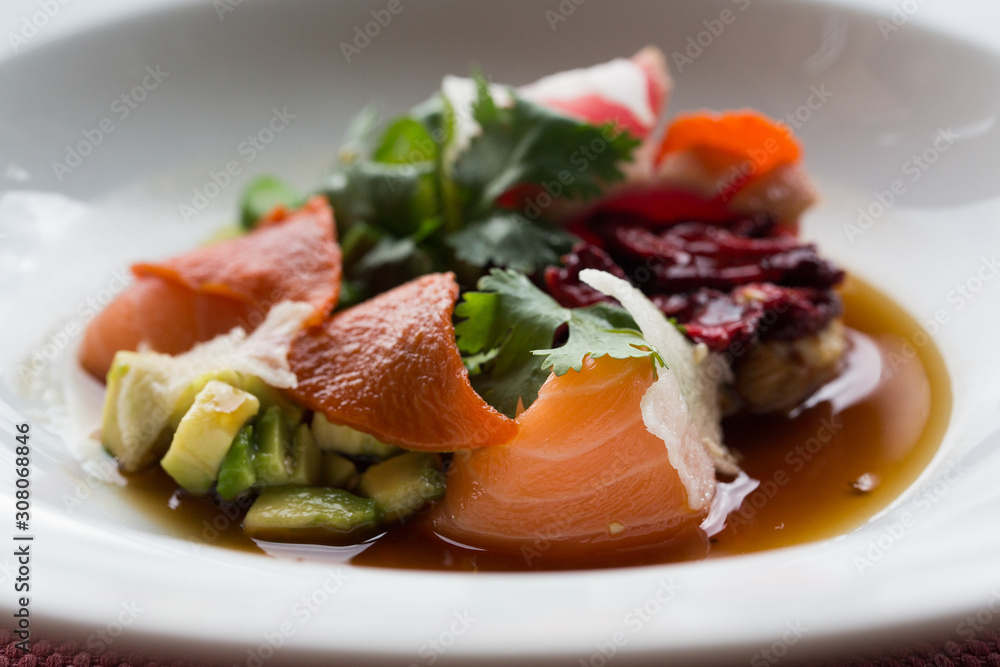 Salad with salmon and avocado Salad with salmon and avocado