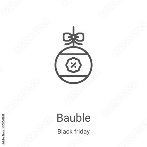 bauble icon vector from black friday collection. Thin line bauble outline icon vector illustration. Linear symbol for use on web and mobile apps, logo, print media