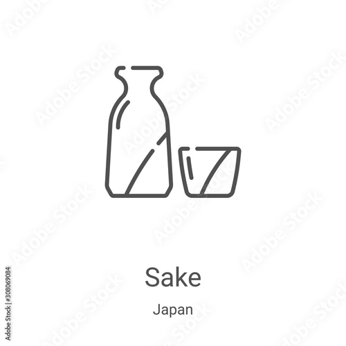 Sake icon vector from japan collection. Thin line Sake outline icon vector illustration. Linear symbol for use on web and mobile apps, logo, print media