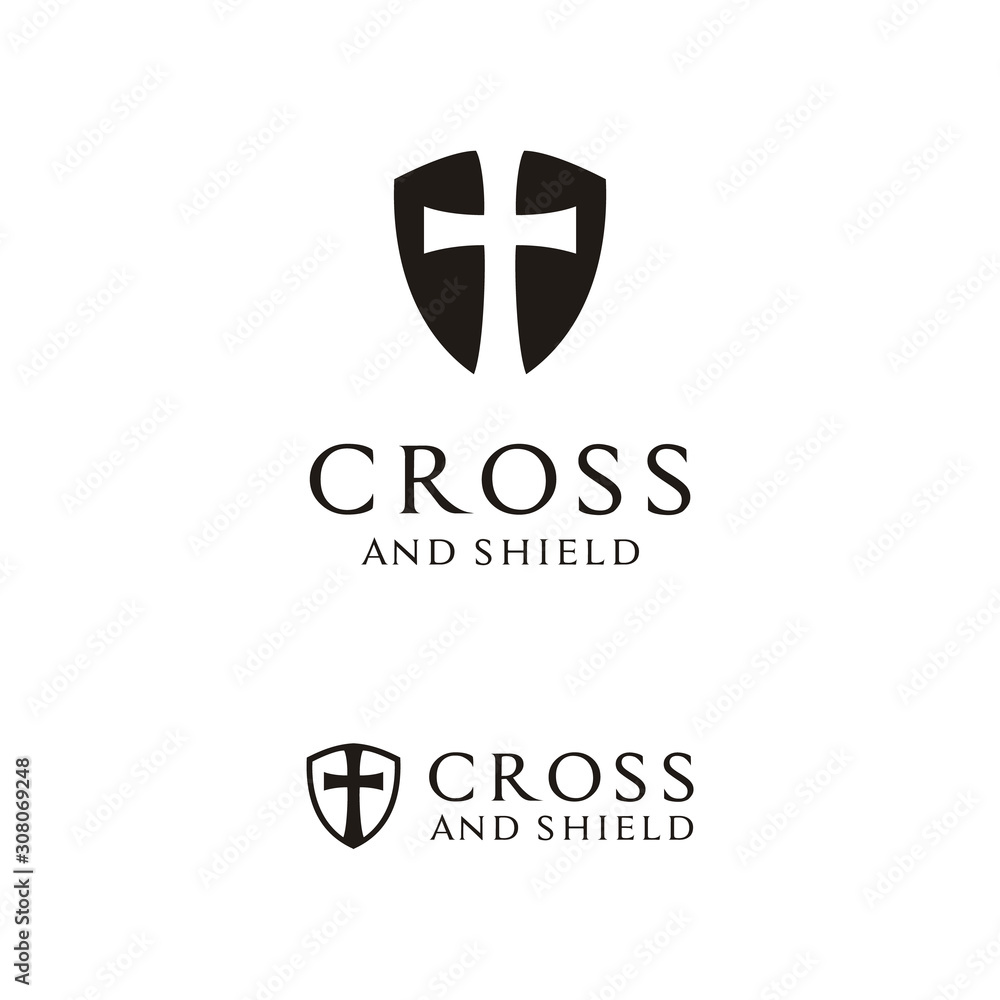 Templar Shield Medieval with Christian Cross Logo design Templar Shield Medieval with Christian Cross Logo design