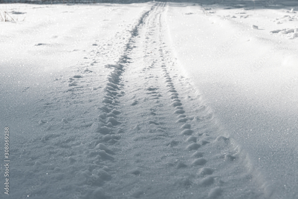 Snowmobile tracks Snowmobile tracks