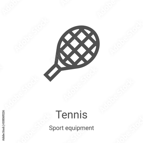 tennis icon vector from sport equipment collection. Thin line tennis outline icon vector illustration. Linear symbol for use on web and mobile apps, logo, print media