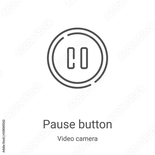 pause button icon vector from video camera collection. Thin line pause button outline icon vector illustration. Linear symbol for use on web and mobile apps, logo, print media
