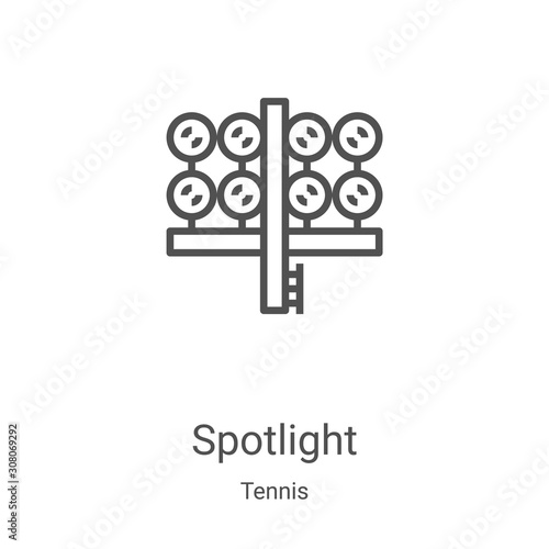 spotlight icon vector from tennis collection. Thin line spotlight outline icon vector illustration. Linear symbol for use on web and mobile apps, logo, print media
