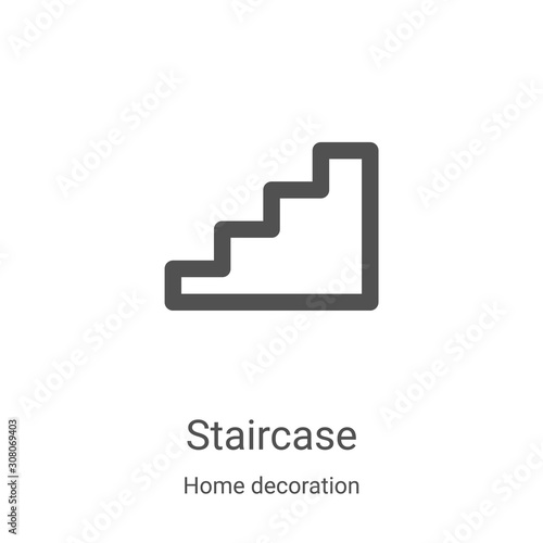 staircase icon vector from home decoration collection. Thin line staircase outline icon vector illustration. Linear symbol for use on web and mobile apps, logo, print media