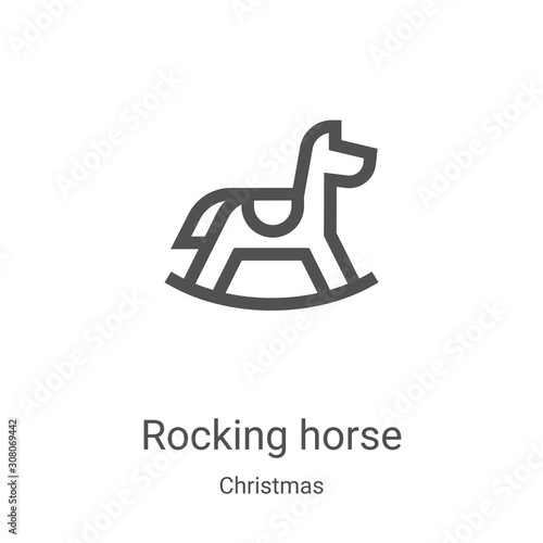 rocking horse icon vector from christmas collection. Thin line rocking horse outline icon vector illustration. Linear symbol for use on web and mobile apps, logo, print media