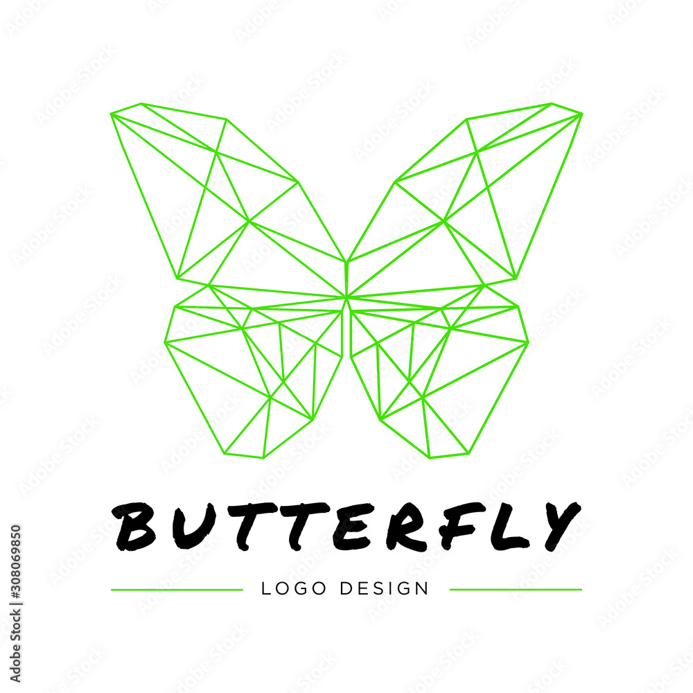 Digital transformation. Logo design. Polygonal color butterfly. vector
