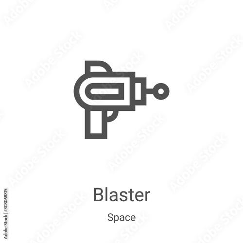 blaster icon vector from space collection. Thin line blaster outline icon vector illustration. Linear symbol for use on web and mobile apps, logo, print media