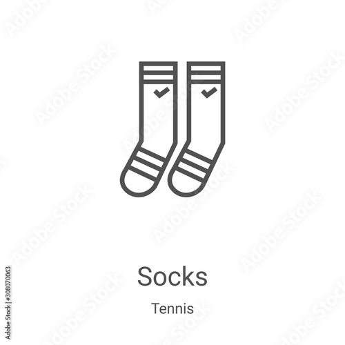 socks icon vector from tennis collection. Thin line socks outline icon vector illustration. Linear symbol for use on web and mobile apps, logo, print media