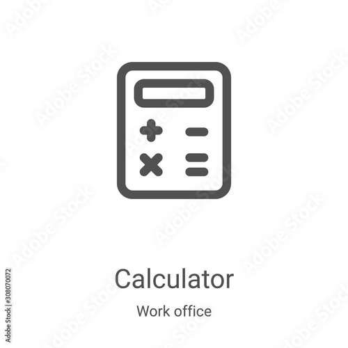 calculator icon vector from work office collection. Thin line calculator outline icon vector illustration. Linear symbol for use on web and mobile apps, logo, print media