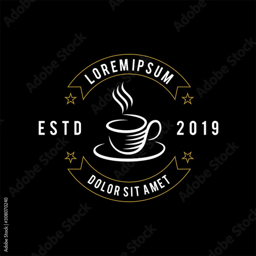 coffee vintage logo design illustration. mug cup of coffee icon. coffee shop store logo.