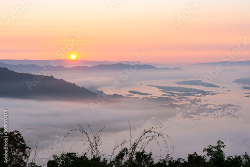 beautiful  sunrise at Phu Huai I San viewpoint
