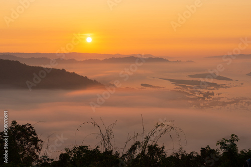 beautiful  sunrise at Phu Huai I San viewpoint