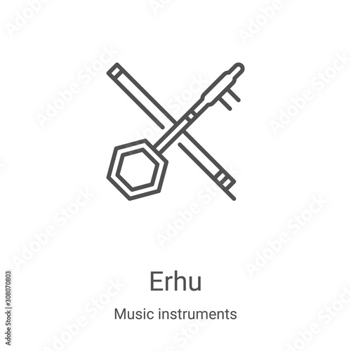 erhu icon vector from music instruments collection. Thin line erhu outline icon vector illustration. Linear symbol for use on web and mobile apps, logo, print media photo