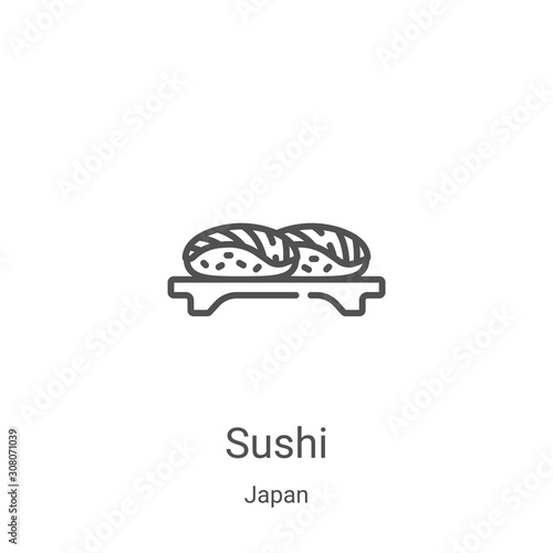 sushi icon vector from japan collection. Thin line sushi outline icon vector illustration. Linear symbol for use on web and mobile apps, logo, print media