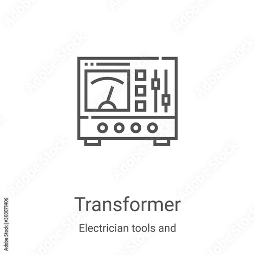 transformer icon vector from electrician tools and elements collection. Thin line transformer outline icon vector illustration. Linear symbol for use on web and mobile apps, logo, print media