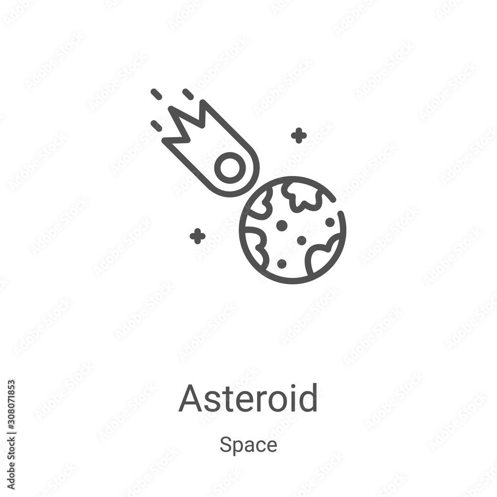 Asteroid icon vector from space collection. Thin line Asteroid outline ...