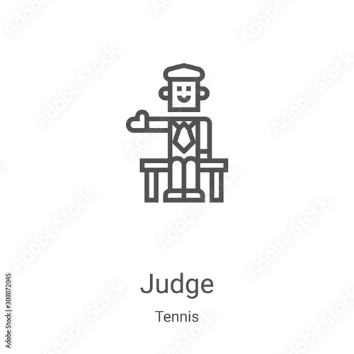 judge icon vector from tennis collection. Thin line judge outline icon vector illustration. Linear symbol for use on web and mobile apps, logo, print media