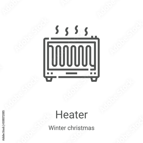 heater icon vector from winter christmas collection. Thin line heater outline icon vector illustration. Linear symbol for use on web and mobile apps, logo, print media